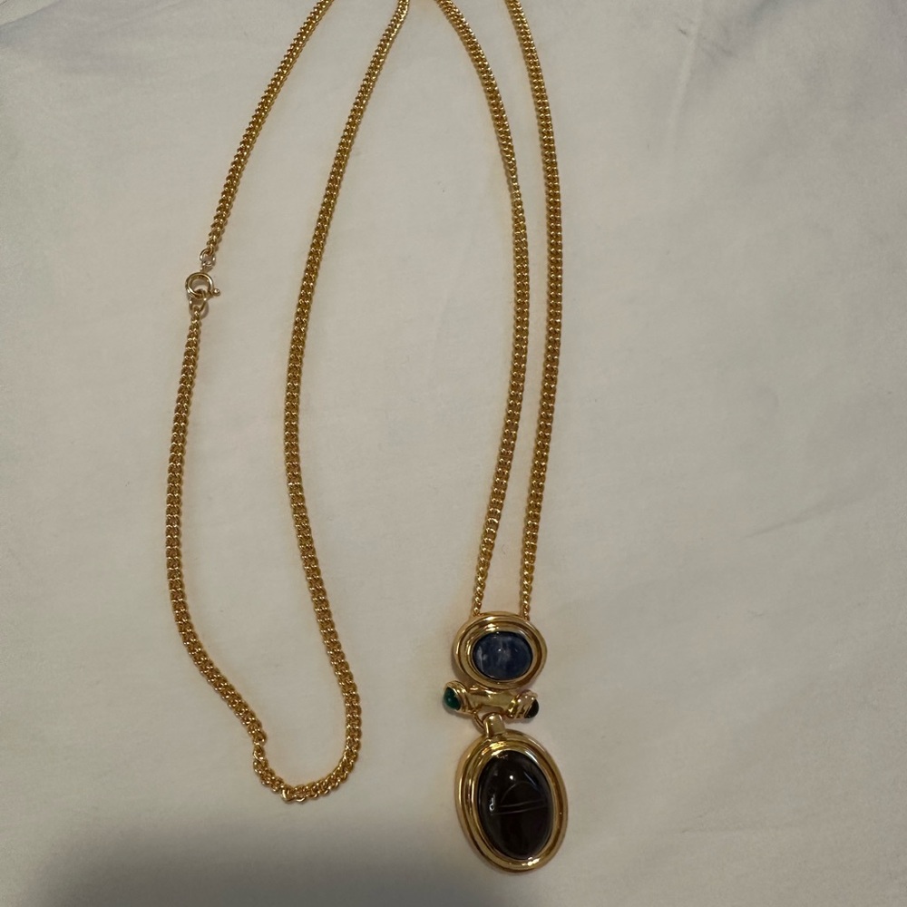 Givenchy Gold and Blue Necklace Timeless Design